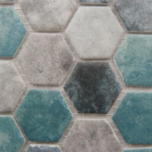     hexagon roxy mix mozaïek 2,7 x 3 cm op matje per m2
