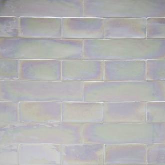     Half tile metallic wit parelmoer 7,5 x 30 cm visgraat per m2