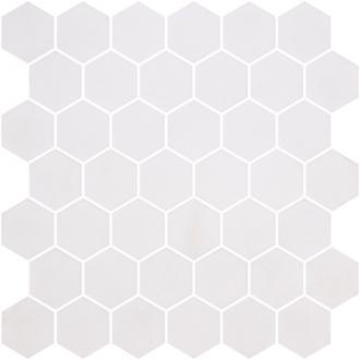     Hexagon XL glasmozaiek antislip wit mat 5 x 5 cm op matje per 0,49 m2