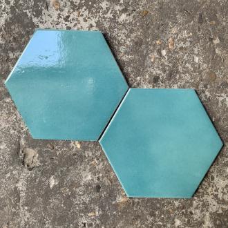     Hexagon glanzend turquoise wandtegel 18 x 20,5 cm per m2