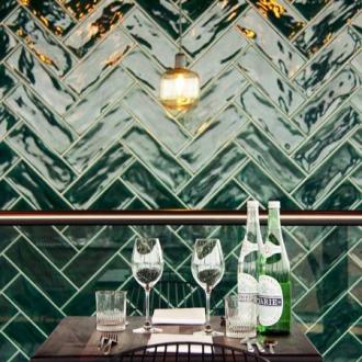     Half tile donkergroen victorian green 7,5 x 30 cm visgraat