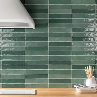     Small half tile green mix 5 x 25 cm glanzend per 1,2 m2
