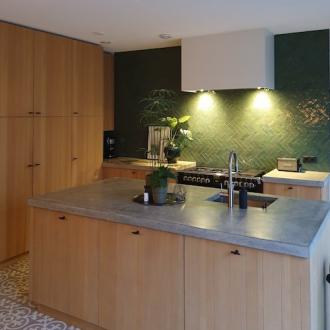     Bejmat-look visgraat donkergroen glanzende wand-en vloertegel 5 x 15 cm per 0,47 m2
