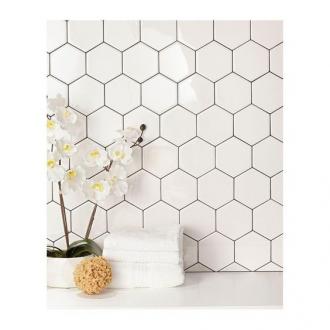     Luxor hexagon een wit glanzend tegeltje 10,7 x 12,4 cm per 0,5 m2
