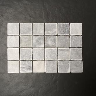     Natuursteen Greystone mozaiek 5 x 5 cm lichtgrijs getrommelde rand per 0,72 m2
