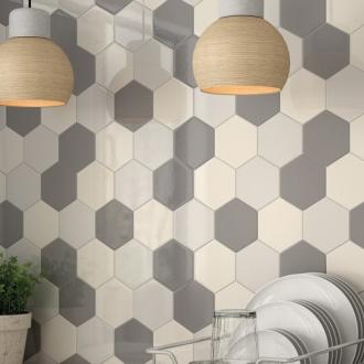     Luxor hexagon tegeltje beige glanzend 10,7 x 12,4 cm per 0,5 m2
