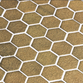     hexagon metallic goudkleurig mat satijnglans mozaiek 2,7 x 3 cm per 0,53 m2
