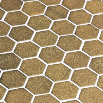     hexagon metallic goudkleurig mat satijnglans mozaiek 2,7 x 3 cm per 0,53 m2
