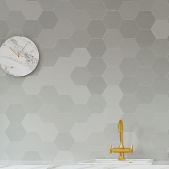     Hexagon mat grijs taupe greige mix 14 x 16 cm vloertegel & wandtegel per 0,43 m2