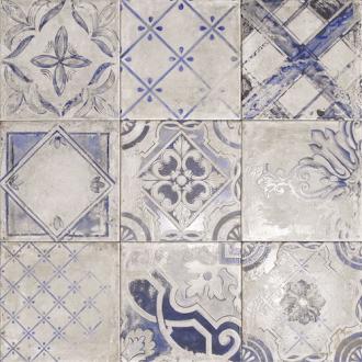     Vintage Italia decortegel blauw witte mix mat & glanzend 20 x 20 cm per m2