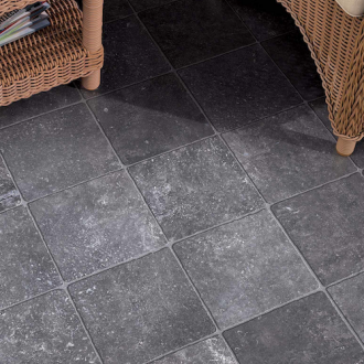     Castle tile stone look keramisch getrommelde randen donkergrijs 20 x 20 cm
