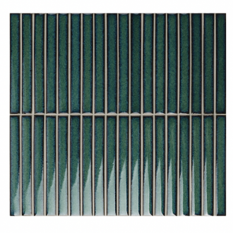     Stripesmatje donkergroen blauw glanzend gemêleerd mozaiek voor de wand 29,4 x 30,6 cm per m2
