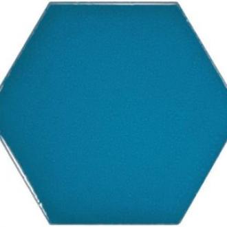     Luxor hexagon petrolblauw glanzend tegeltje 10,7 x 12,4 cm per 0,5 m2