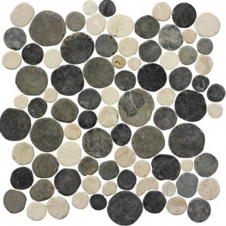     Coins mix Creme & Antracitegrijs doorgeslepen kiezelmozaiek per m2