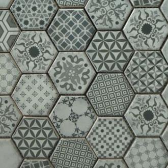     Romantica Grey hexagon mozaïek 28 x 30 cm per matje