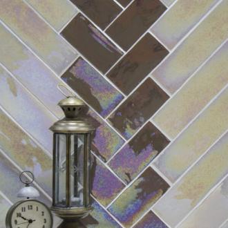     Half tile metallic seashell beige parelmoer 7,5 x 15 cm visgraat per m2
