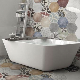     Hexagon White mat Mexican keramisch wand- en vloertegel 23 x 27 cm per 0,75 m2