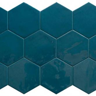     Hexagon Suez glanzende zeeblauwe tegel 14 x 16 cm vloer- en wandtegel per 0,44m2
