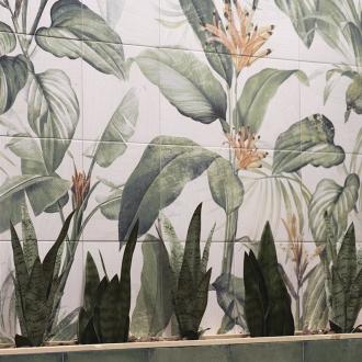     Green leafs mural matte vloertegel & wandtegel 20 x 20 cm set van 36 tegels