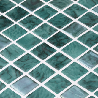     Ariana donker groen turquoise glanzend mozaïek 2,5 x 2,5 cm per 2 m2
