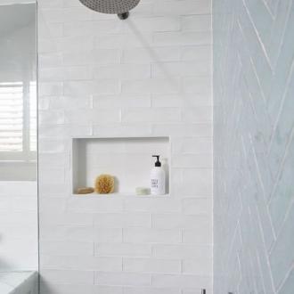 badkamer visgraat Half Tile mat wit 7,5 x 30 cm per m2