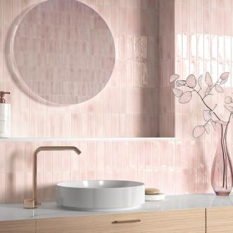     Dublin roze mix glanzende 5x15 cm wandtegel per 0,45m2
