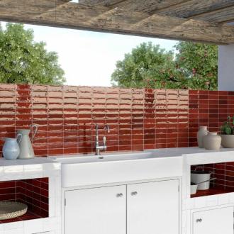     Bejmat look Fez Old glanzend bordeaux rode 5x15cm wand- en vloertegel per 0,45m2
