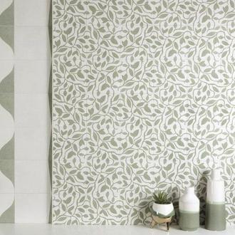     Behanglook bloem groene wand- en vloertegel 20x20cm per m2
