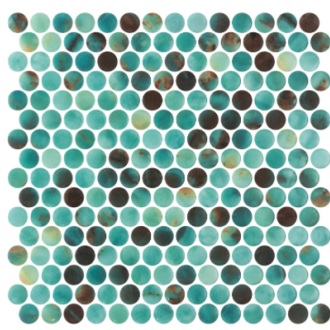     Penny glasmozaiek tegelrondjes turquoise bruin 28,7 x 28,5 cm per 0,98 m2
