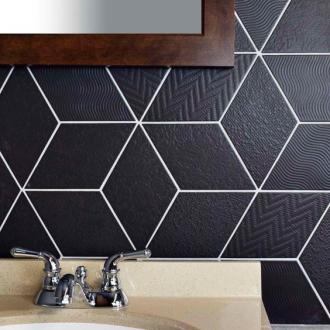 Ruitvormig reliëf decor mat zwart wand- & vloertegel 14 x 24 cm per m2