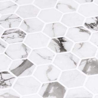     hexagon antislip marmerlook mozaïek 2,7 x 3 cm op matje per m2