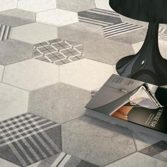     Hexagonaal Roxy mat grijze wand- en vloertegel 17,5 x 20 cm per 0,7 m2