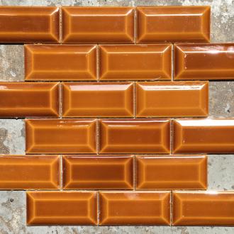     Mini-metrotegel karamel bruin 5 x 10 cm op matje per m2