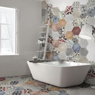     Hexagon Mexican mix keramisch wand- en vloertegel 23 x 27 cm per 0,75 m2